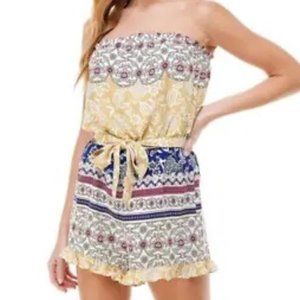 KINGSTON GREY Boho Colorful Floral Print Strapless Romper - Sz M Medium NWT